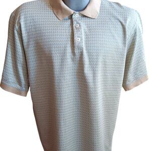 Mens Polo Shirt Large Joseph Abboud Italy Polo Shirt Mens Large Gold Hatch Print